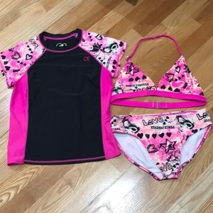 Girls 3 piece bathing suit set